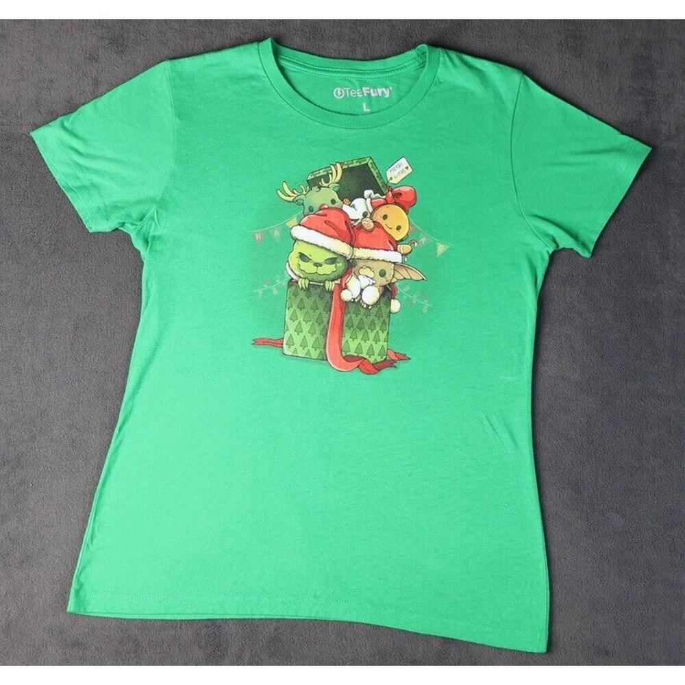 Youth Kids Girl Merry X-Mas T-Shirt Zero,Gizmo,Gingerbread‎ cookie & Grinch
